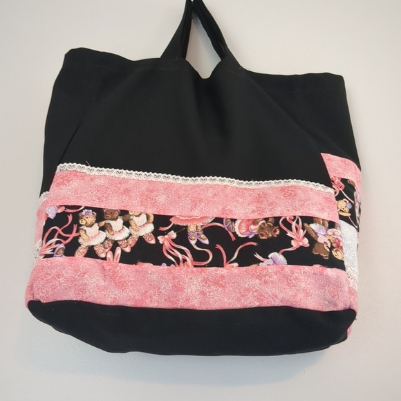 Handmade Quilt 50" X 38" Girl Teddy Bear Bag Patchwork Baby Shower Birthday - Picture 6 of 6